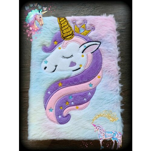 Пушистый блокнот Единорог с мехом А5 для скетчинга, рисунков и записей