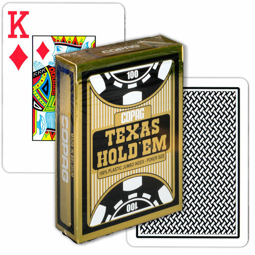 Copag Texas Holdem Gold, 100% пластиковые игральные карты, черная рубашка