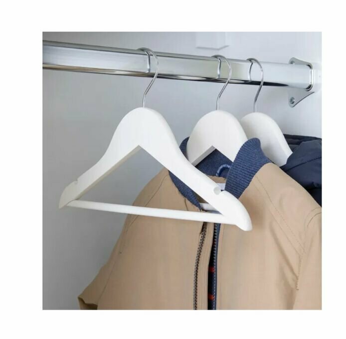 Вешалки для одежды,100 шт.,43 см,цвет белый, массив дерева, износостойкие - фотография № 6