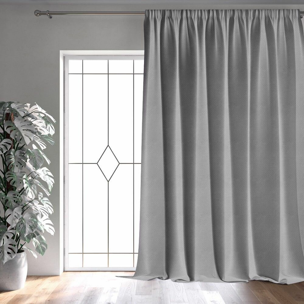 фото Штора-портьера Грид 145х280 см серая