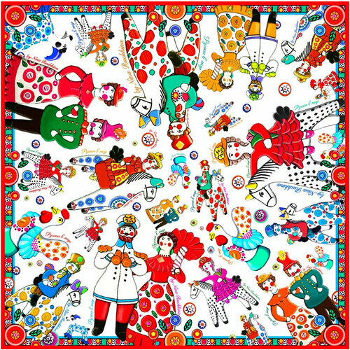 фото Платок русские в моде by nina ruchkina,90х90 см, белый, красный