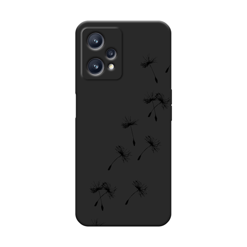 Матовый силиконовый чехол на Realme 9 / Реалми 9 Летящие одуванчики, черный матовый силиконовый чехол летящие одуванчики на realme 9 pro реалми 9 про