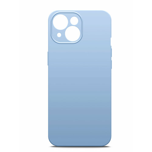 Чехол на Apple iPhone 15 (Эпл Айфон 15), голубой силиконовый с защитной подкладкой голубой из микрофибры Microfiber Case, Brozo чехол на apple iphone 14 plus эпл айфон 14 лавандовый силиконовый с защитной подкладкой из микрофибры microfiber case brozo