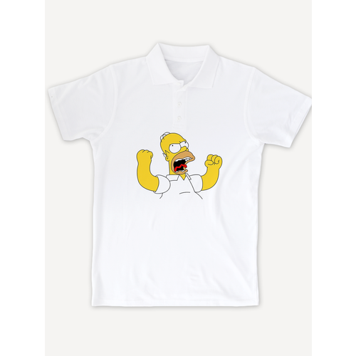 фото Поло printhan футболка-поло с принтом гомер симпсон унисекс, белая, размер s (46), белый
