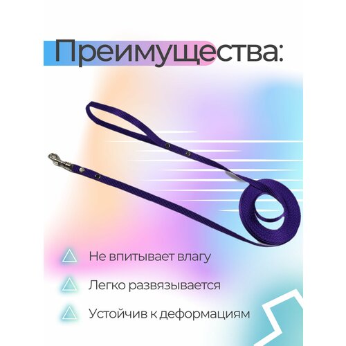 Поводок Хвостатыч для собак нейлоновый классический 3 м х 10 мм (фиолетовый)
