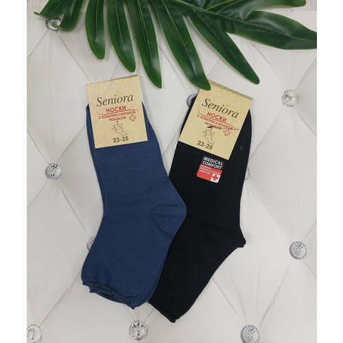 фото Носки , 2 пары, размер 23-25, черный, синий бартекс