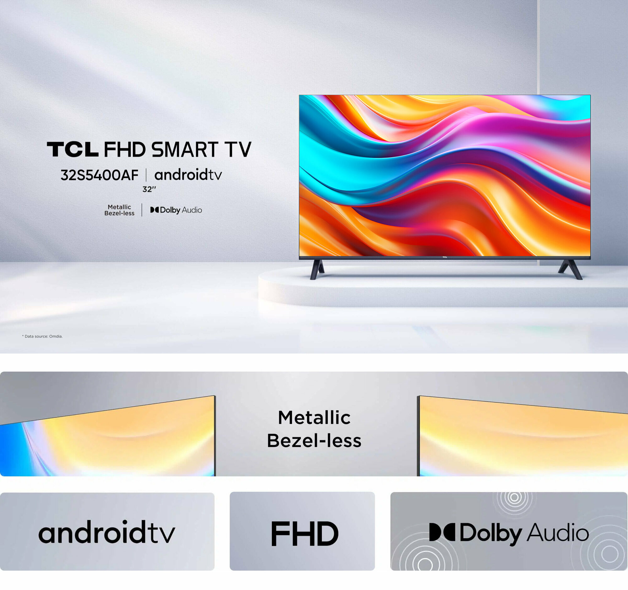 Телевизор Tcl 32S5400AF, Full HD, черный