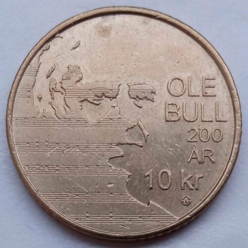 Норвегия 10 крон 2010. 200 лет со дня рождения Оле Булла 2010 монета норвегия 2010 год 10 крон уле булль 200 лет со дня рождения нейзильбер unc