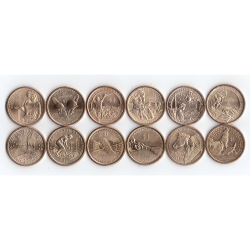 Набор Сакагавея из 12 монет 1$ 2009-2020 (Микс дворов P+D)