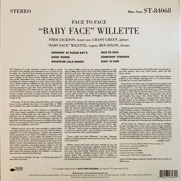 Baby Face Willette Baby Face Willette baby Face Willette - Face To Face Blue Note - фото №2