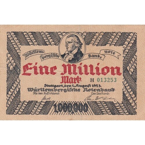 Германия (Веймарская Республика) Штутгарт 1000000 марок 1923 г. (Вид 2)
