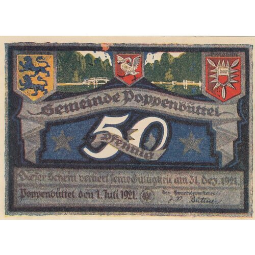 Германия (Веймарская Республика) Поппенбюттель 50 пфеннигов 1921 г. (№2) (2)