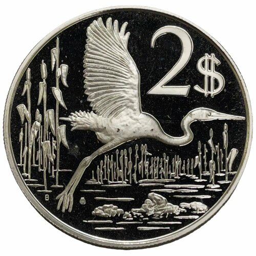 каймановы острова 5 долларов 1988 г олимпийские игры в сеуле 1988 Каймановы острова 2 доллара 1988 г. (Аист) (Proof)
