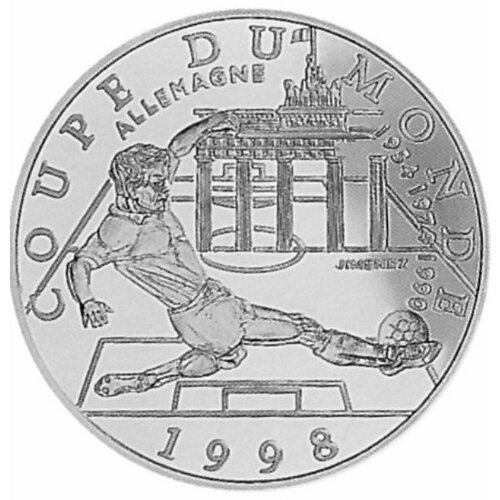 (1997) Монета Франция 1997 год 10 франков ЧМ по Футболу Франция 1998 Серебро Ag 900 PROOF