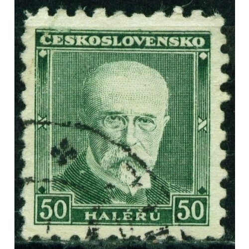 (1930-001a) Марка Чехословакия Т. Массарик (Зеленая) Тип II Президент Массарик (Стандартный вып