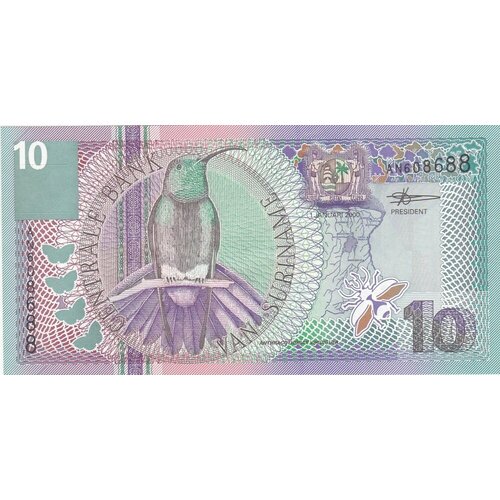 Суринам 10 гульденов 2000 г. банкнота номиналом 100 гульденов 2000 года суринам
