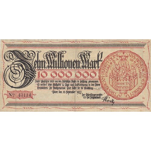 Германия (Веймарская Республика) Трир 10000000 марок 1923 г.