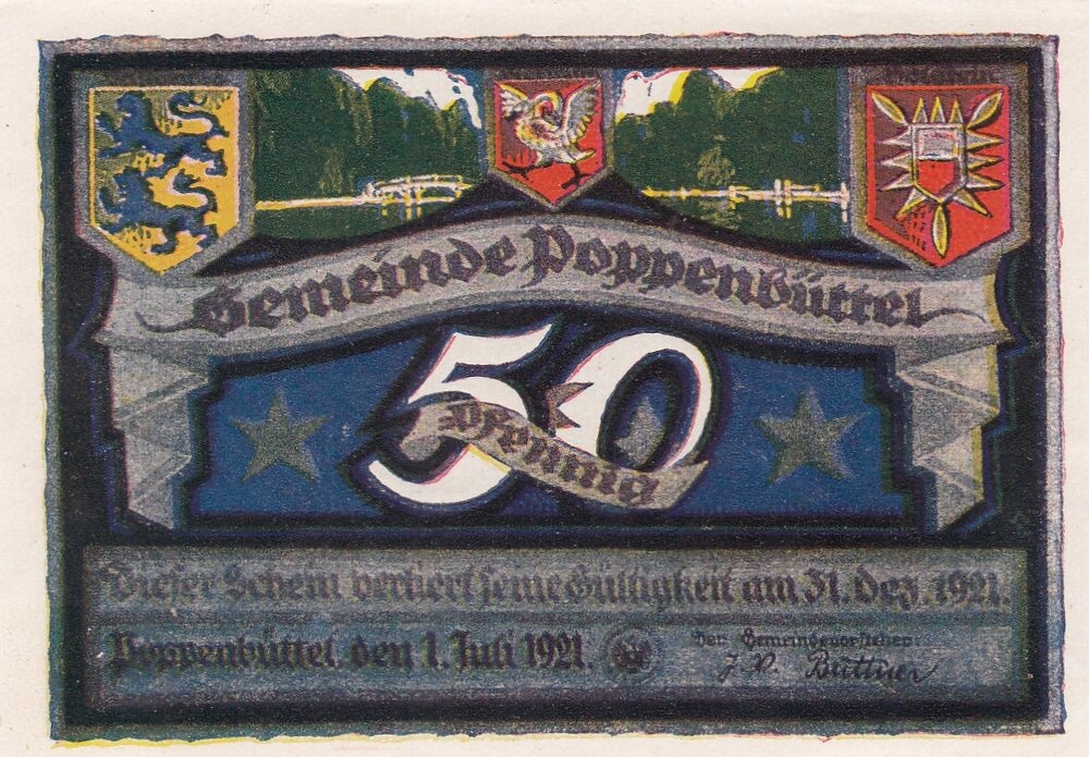 Германия (Веймарская Республика) Поппенбюттель 50 пфеннигов 1921 г. (№4) (2)