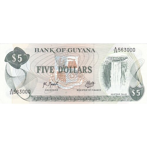 Гайана 5 долларов 1992 г. гайана 10 долларов 1966 1992 unc pick 23 подпись 7