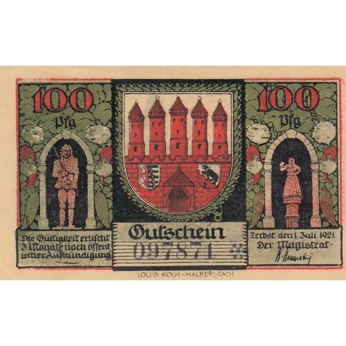 Германия (Веймарская Республика) Цербст 100 пфеннигов 1921 г. (3) германия веймарская республика цербст 10 пфеннигов 1921 г 5