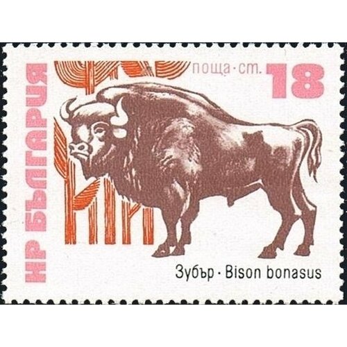 (1973-043) Марка Болгария Зубр Редкие животные (млекопитающие) III Θ