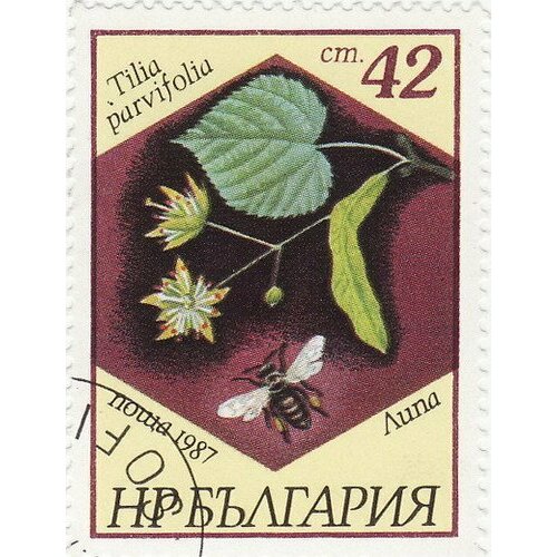 (1987-050) Марка Болгария Липа сердцевидная Пчелы и растения III Θ