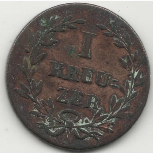(1820) Монета Германия (Баден) 1820 год 1 крейцер Медь VF германия вюртемберг 1 крейцер 1825 г w