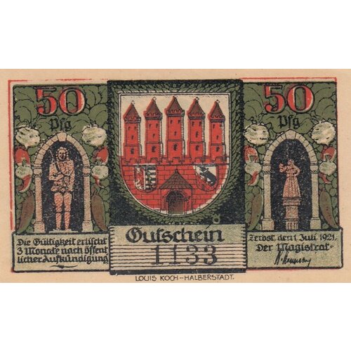 Германия (Веймарская Республика) Цербст 50 пфеннигов 1921 г. (S) (4) германия веймарская республика цербст 50 пфеннигов 1921 г s 3