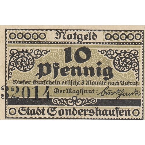 Германия (Веймарская Республика) Зондерсхаузен 10 пфеннигов 1921 г. (2) германия веймарская республика альтенкирхен 10 пфеннигов 1921 г 2