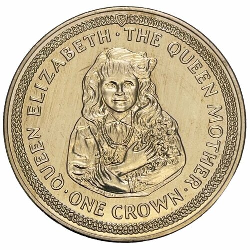 Остров Мэн 1 крона 1985 г. (85 лет со дня рождения Королевы Матери - Юная королева) (CN)