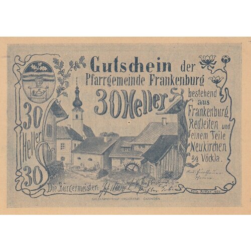 Австрия, Франкенбург 30 геллеров 1914-1921 гг. (№1) австрия вайнцирль бай перг 30 геллеров 1914 1921 гг