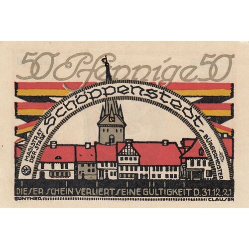 Германия (Веймарская Республика) Шёппенштедт 50 пфеннигов 1921 г. (№1) (3) германия веймарская республика шёппенштедт 50 пфеннигов 1921 г 1 3