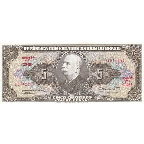 Бразилия 5 крузейро 1962-1964 гг. банкнота бразилия 5 крузейро 1974 года p 192c unc
