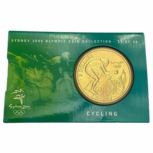 Австралия 5 долларов 2000 г. (Олимпийские игры 2000 года в Сиднее - Велоспорт) в ориг. упаковке клуб нумизмат монета 5 долларов австралии 2000 года серебро олимпиада 2000