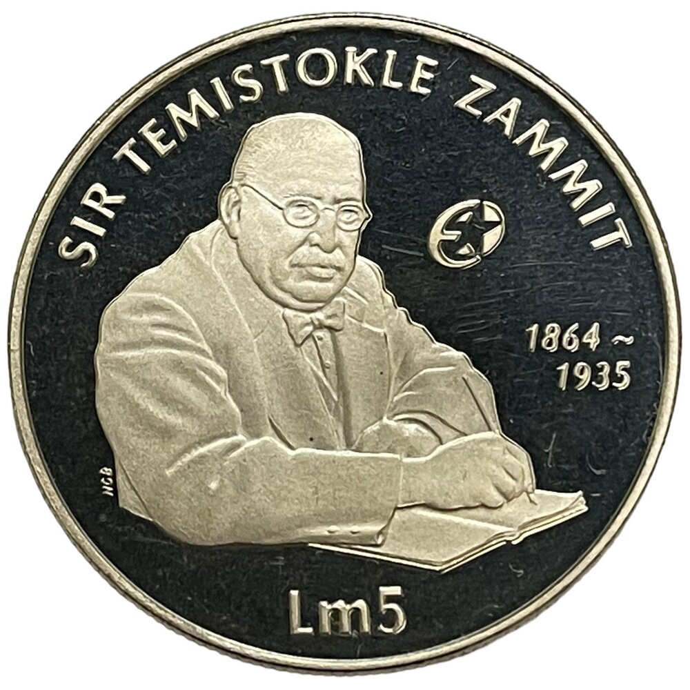 Мальта 5 лир 2006 г   Сэр Темистоклес Заммит   Proof   3 