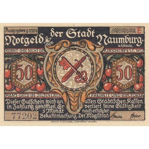 Германия (Веймарская Республика) Наумбург 50 пфеннигов 1920 г. (E) (3) германия веймарская республика наумбург 50 пфеннигов 1920 г 1 3