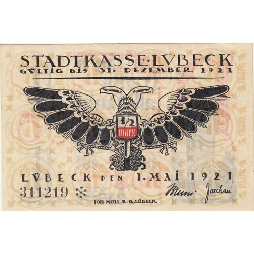 Германия (Веймарская Республика) Любек 50 пфеннигов 1921 г. (Вид 3) (№4)