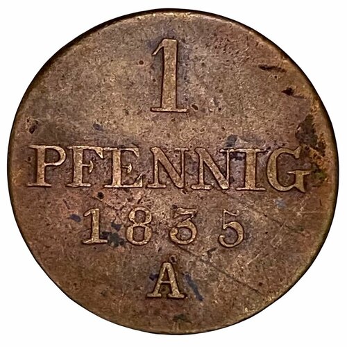 Германия, Ганновер 1 пфенниг 1835 г. (A) клуб нумизмат монета 1 4 реала мексики 1835 года медь