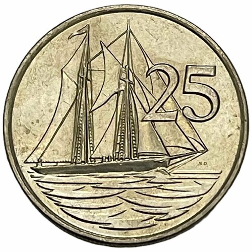 Каймановы острова 25 центов 1990 г. каймановы острова 25 долларов 2014 г каймановая черепаха unc