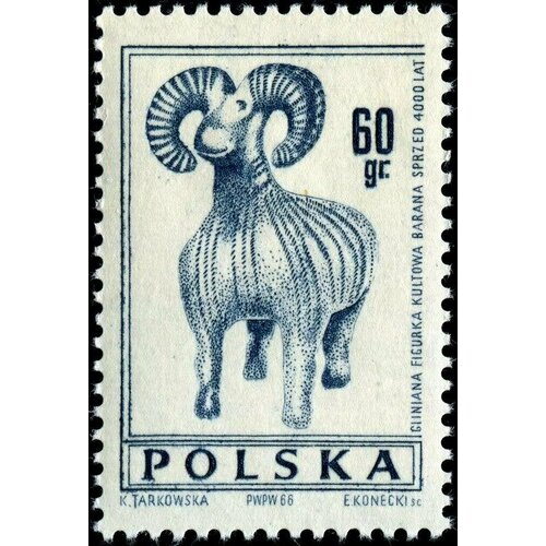 (1966-076) Марка Польша Баран , III Θ 1966 037 блок марок польша бег на длинные дистанции iii θ