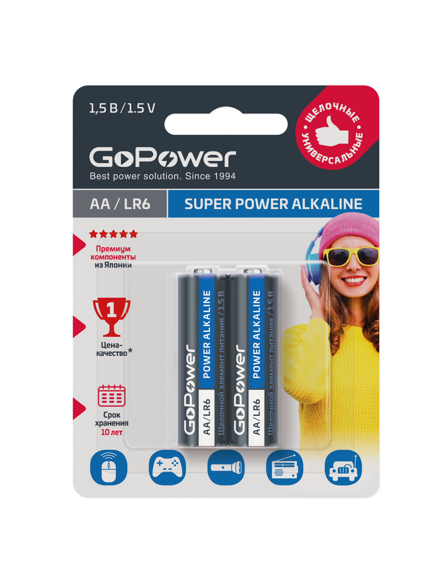 Батарейка GoPower LR6 AA BL2 Alkaline 1.5V - 2шт.