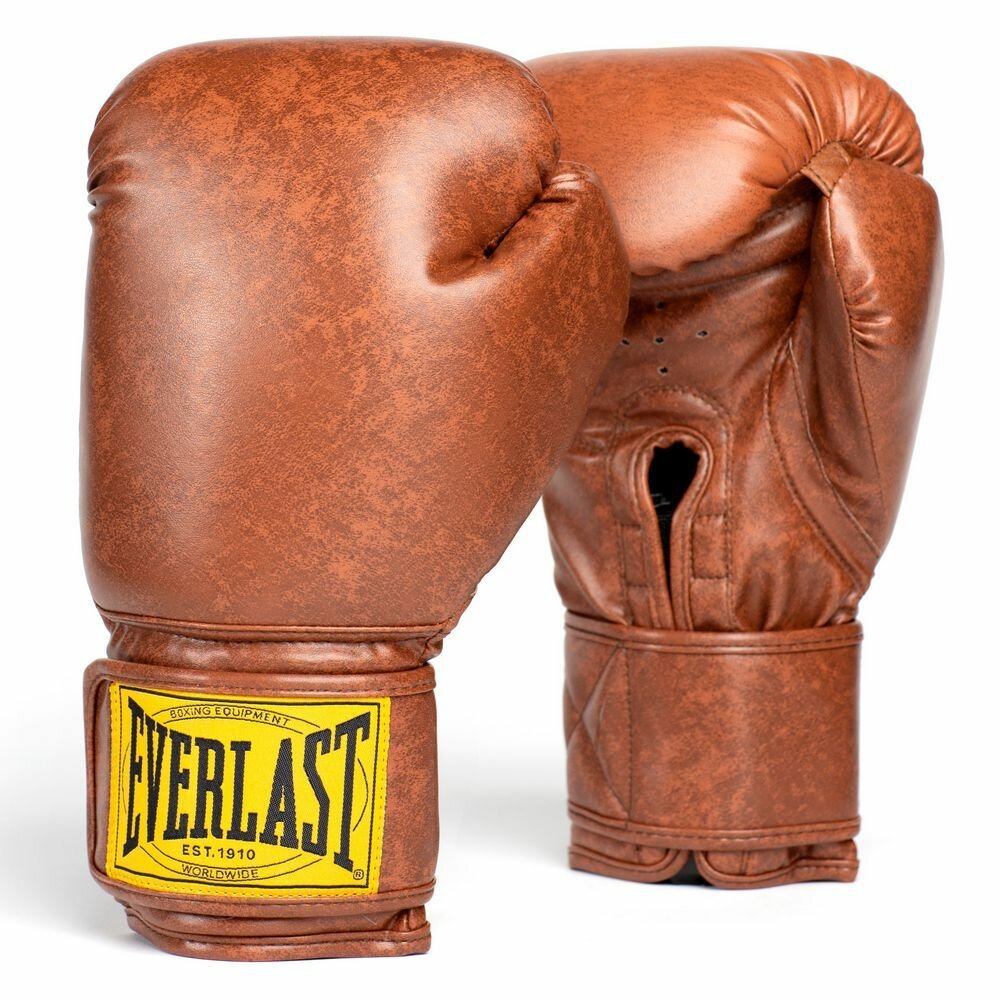Боксерские перчатки Everlast 1910 PU коричневые, 10 унций.