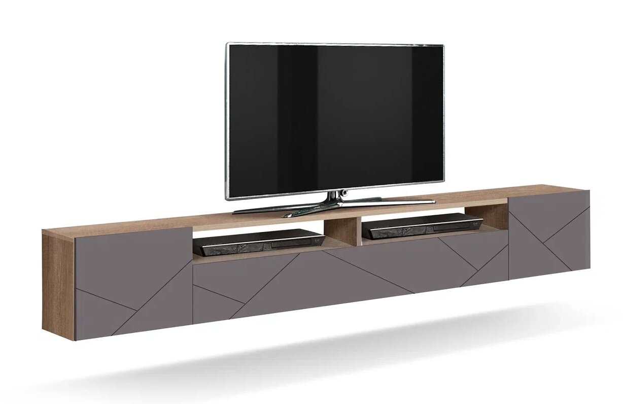 фото Тумба Олимп Прага (фасад ПВХ с фрезеровкой) New Дуб Каньон/Софт Грей