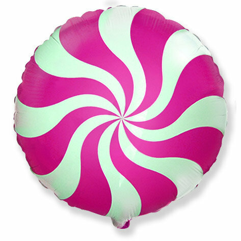 Воздушный шар из фольги. Леденец, круг, фуксия (18'/46 см, ESP)