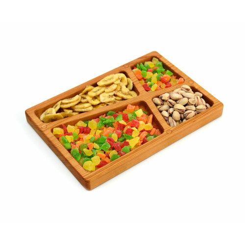 Менажница прямоугольная сосна 26х18х2 - 4 секции