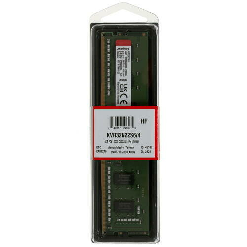Оперативная память 4Gb (1x4Gb) PC4-25600 3200MHz DDR4 DIMM CL22 Kingston KVR32N22S6/4 - фото №10