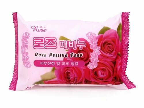 Rose Мыло-пилинг с экстрактом розы, отшелушивающее, с антиоксидантным эффектом для лица и тела Rose Peeling Soap, 150 г
