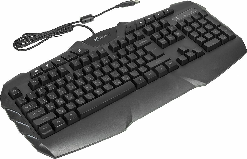 Клавиатура Оклик 777G PSYCHO черный USB Multimedia for gamer LED (подставка для запястий)