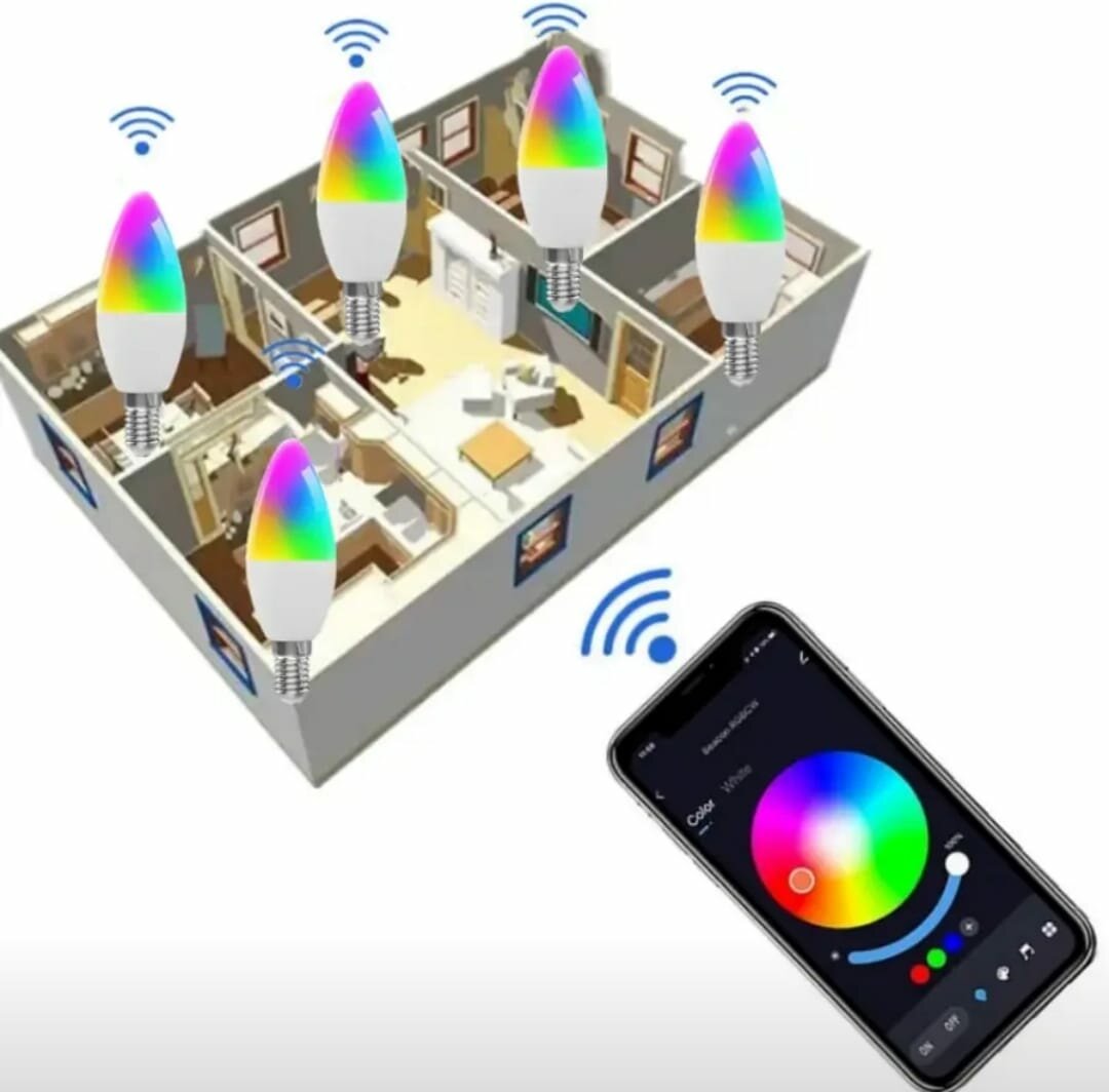 Умная цветная лампочка для Яндекс Алисы LED светодиодная Wi-Fi RGB