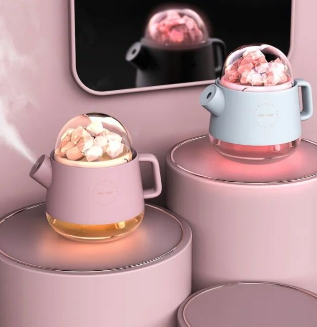 Увлажнитель воздуха в виде чайника с соляными минералами. Розовый. - фотография № 4